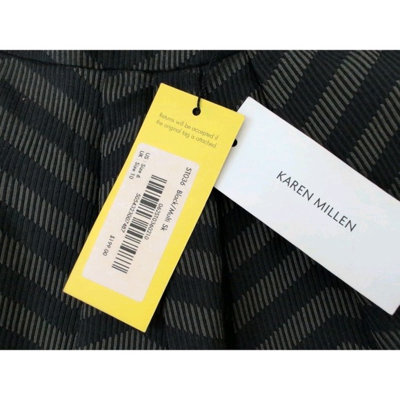 Karen Millen Black Brown Chevron Stripe A-line Flare Skirt Size 6 NWT - Picture 2 of 5